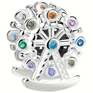 925 sterling Silver Ferris Wheel Charm with Multicolor Stones NWT